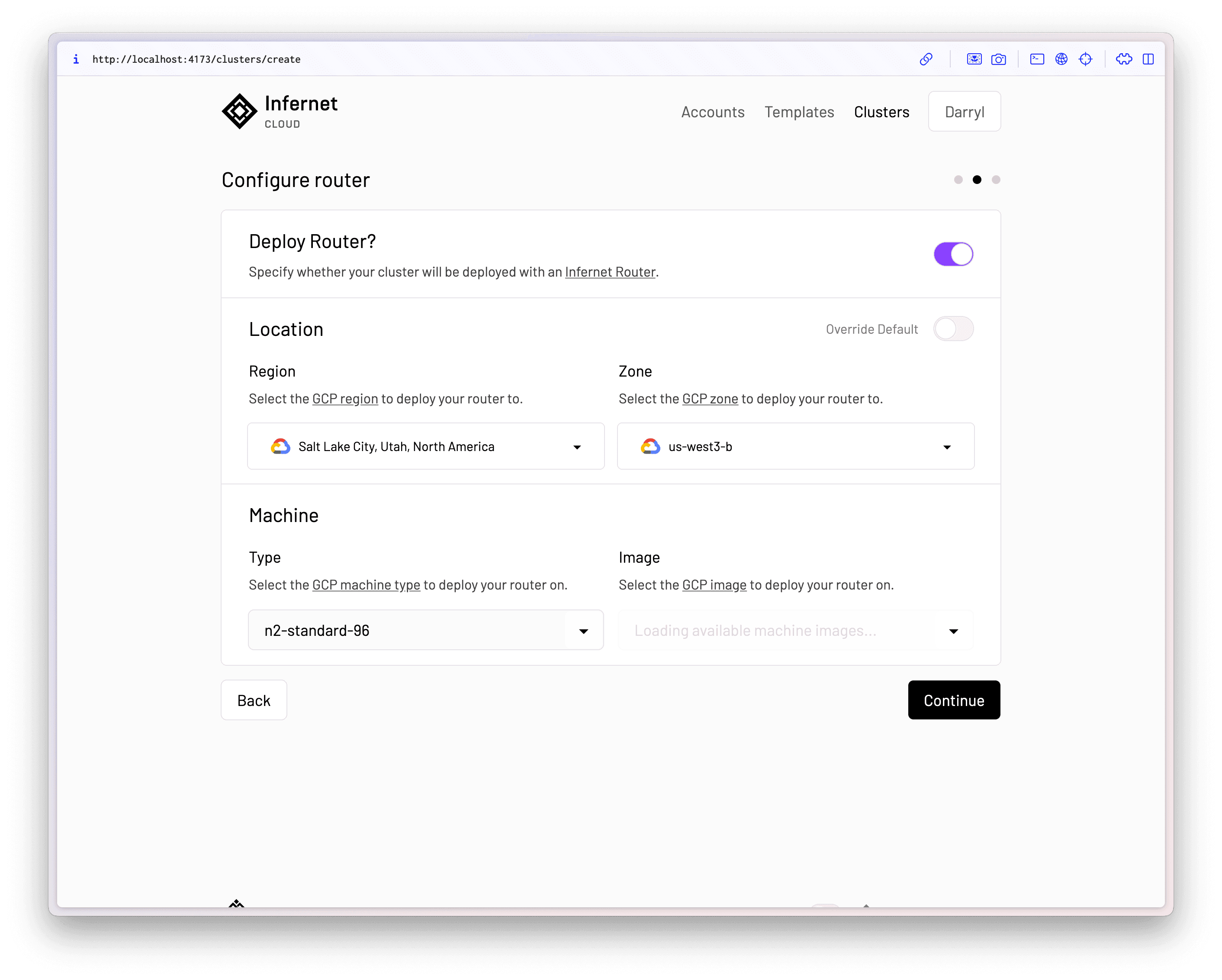 Create a cluster – Configure router